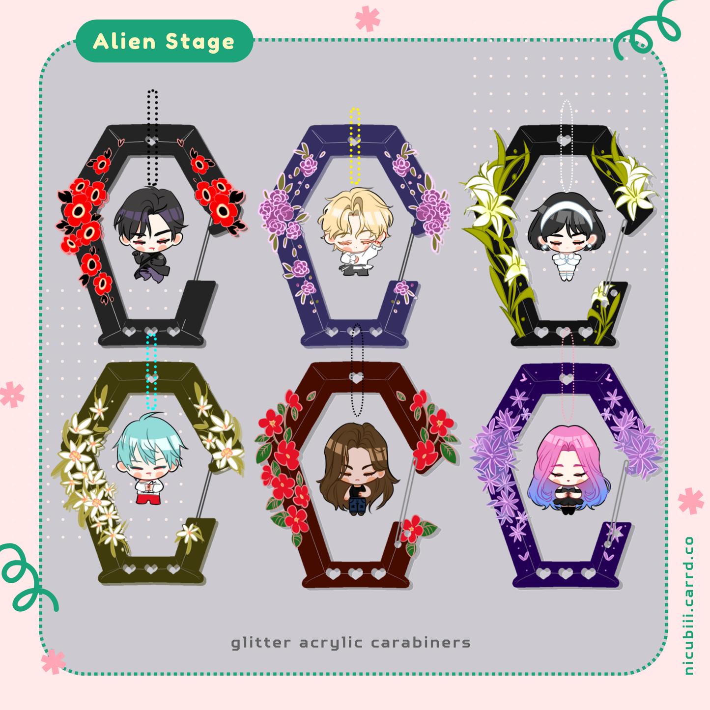 Alien Stage Carabiners with Charm (Glitter Ver)
