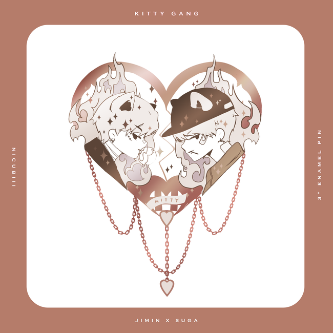 Rose gold 3" Suga X Jimin: Kitty Gang Enamel Pin