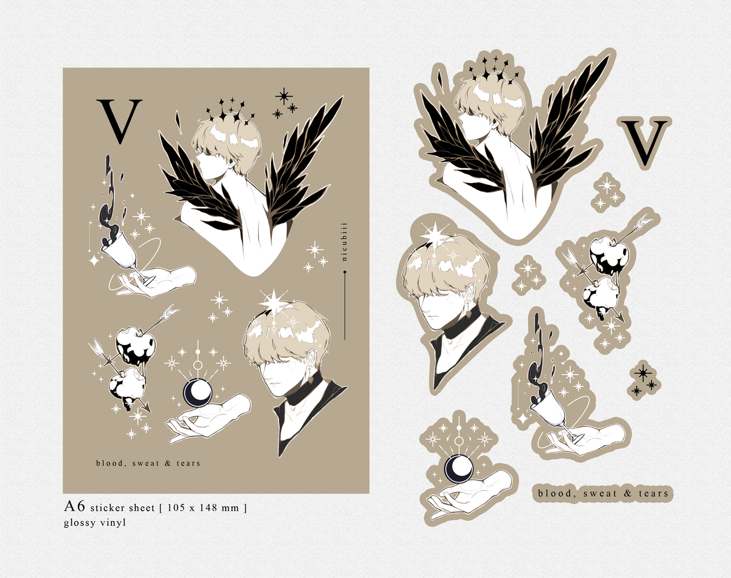 [Pre-order] V & Jimin Wings Vinyl Sticker Sheet