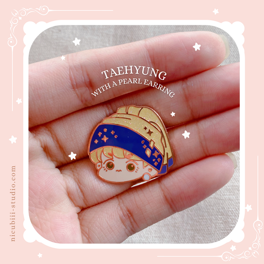 Taehyung with a pearl earring Chibi Pin