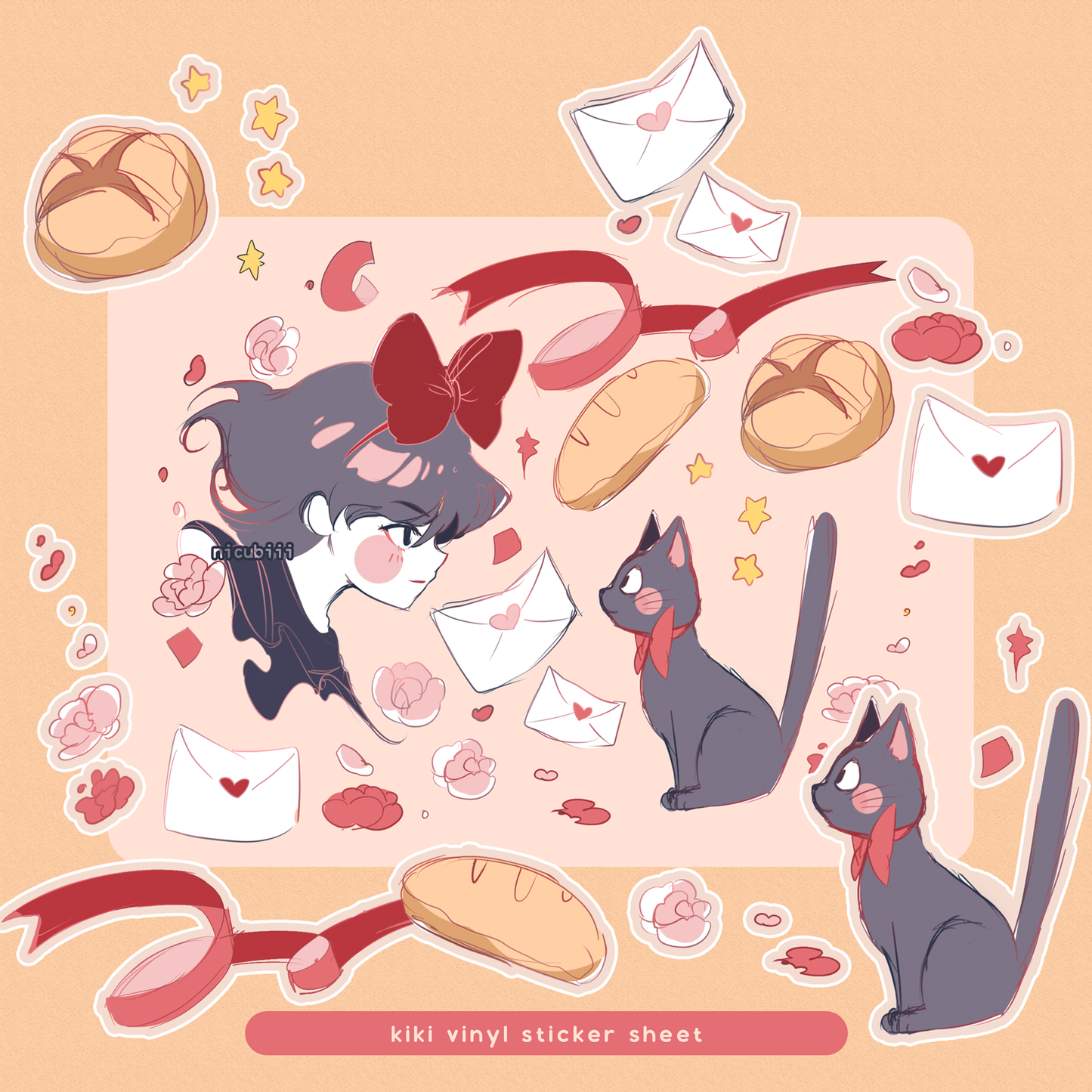 Kiki Vinyl Sticker Sheet & Acrylic Charms