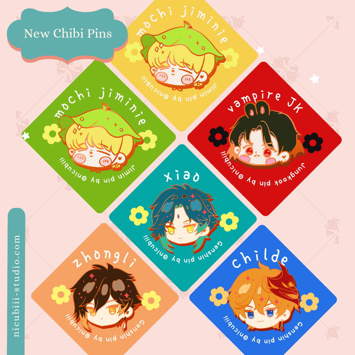 Chibi Pin Merch Genshin Chibi Pins – nicubiii-studio