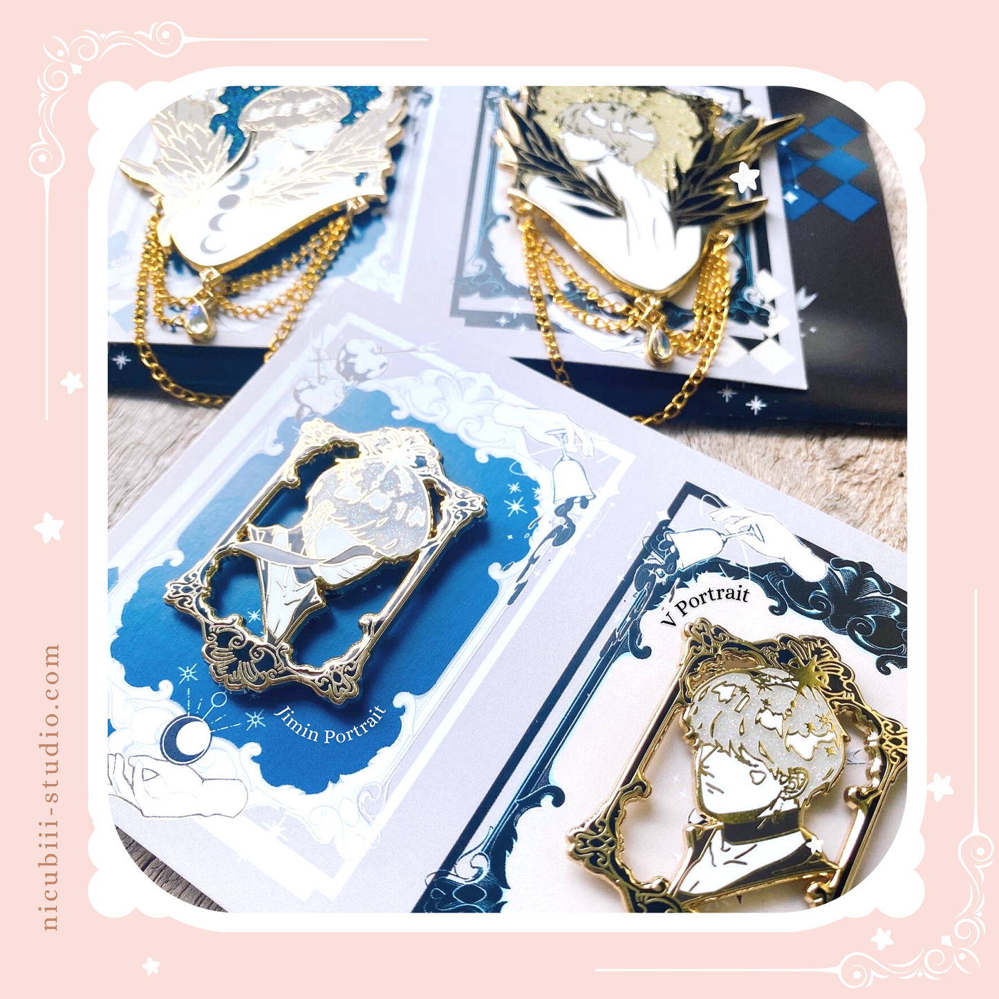 [GOLD] V & Jimin Celestial Wings & Portrait Enamel Pins