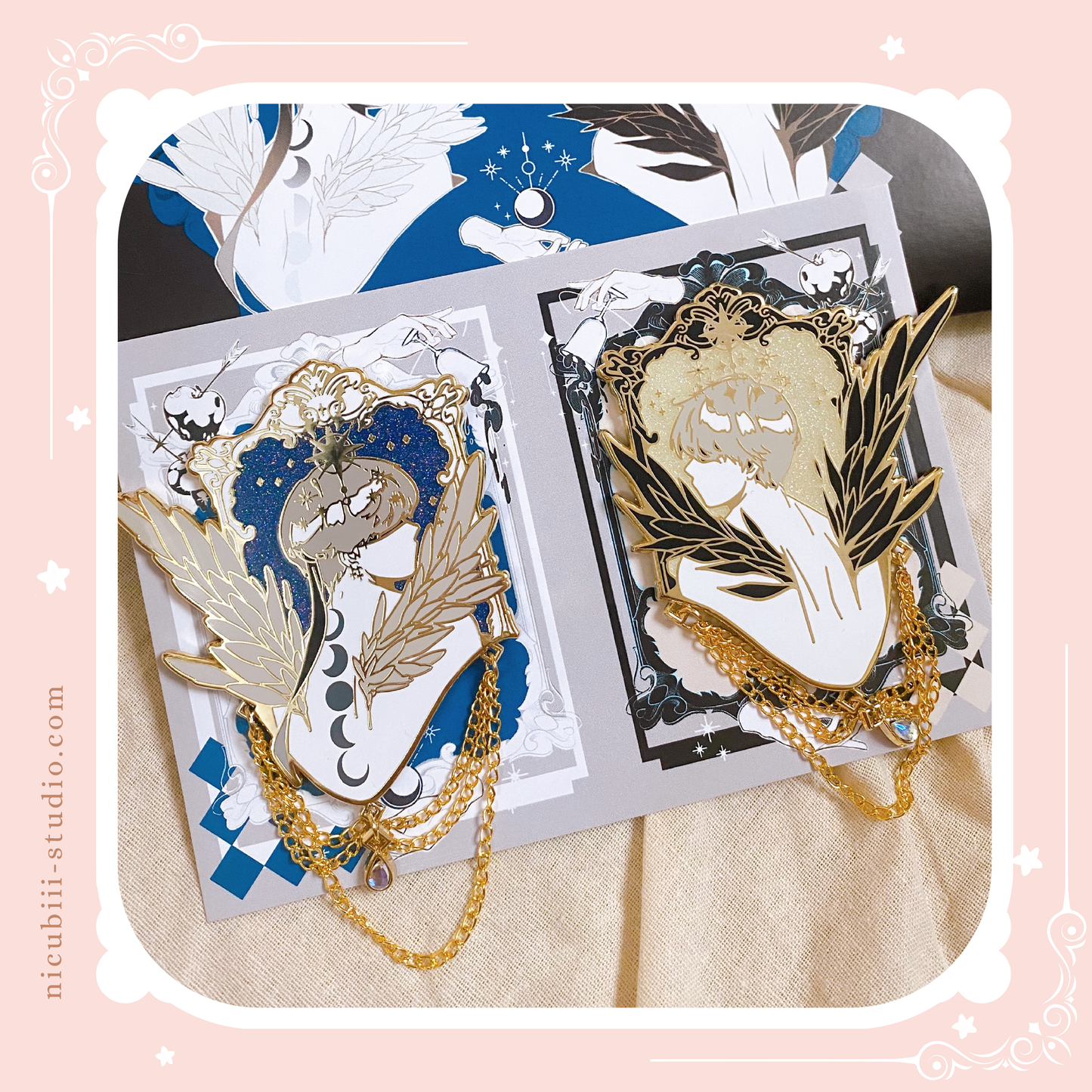 [GOLD] V & Jimin Celestial Wings & Portrait Enamel Pins