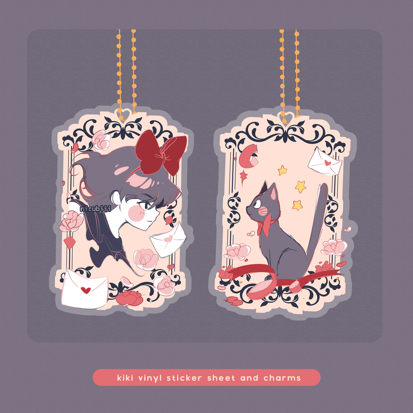 Kiki Vinyl Sticker Sheet & Acrylic Charms