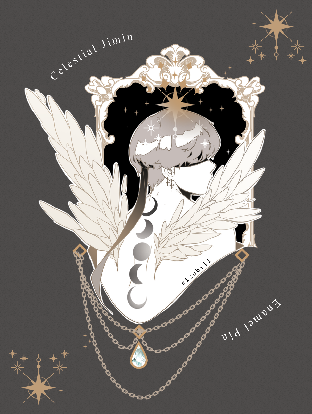 [GOLD] V & Jimin Celestial Wings & Portrait Enamel Pins