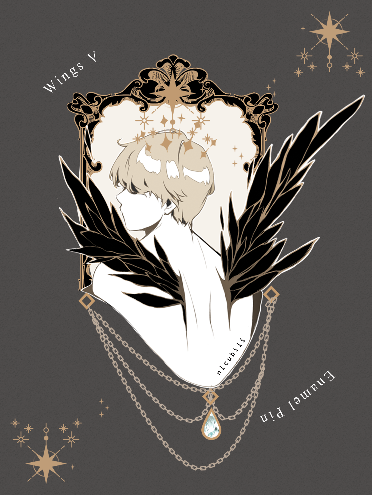 [GOLD] V & Jimin Celestial Wings & Portrait Enamel Pins