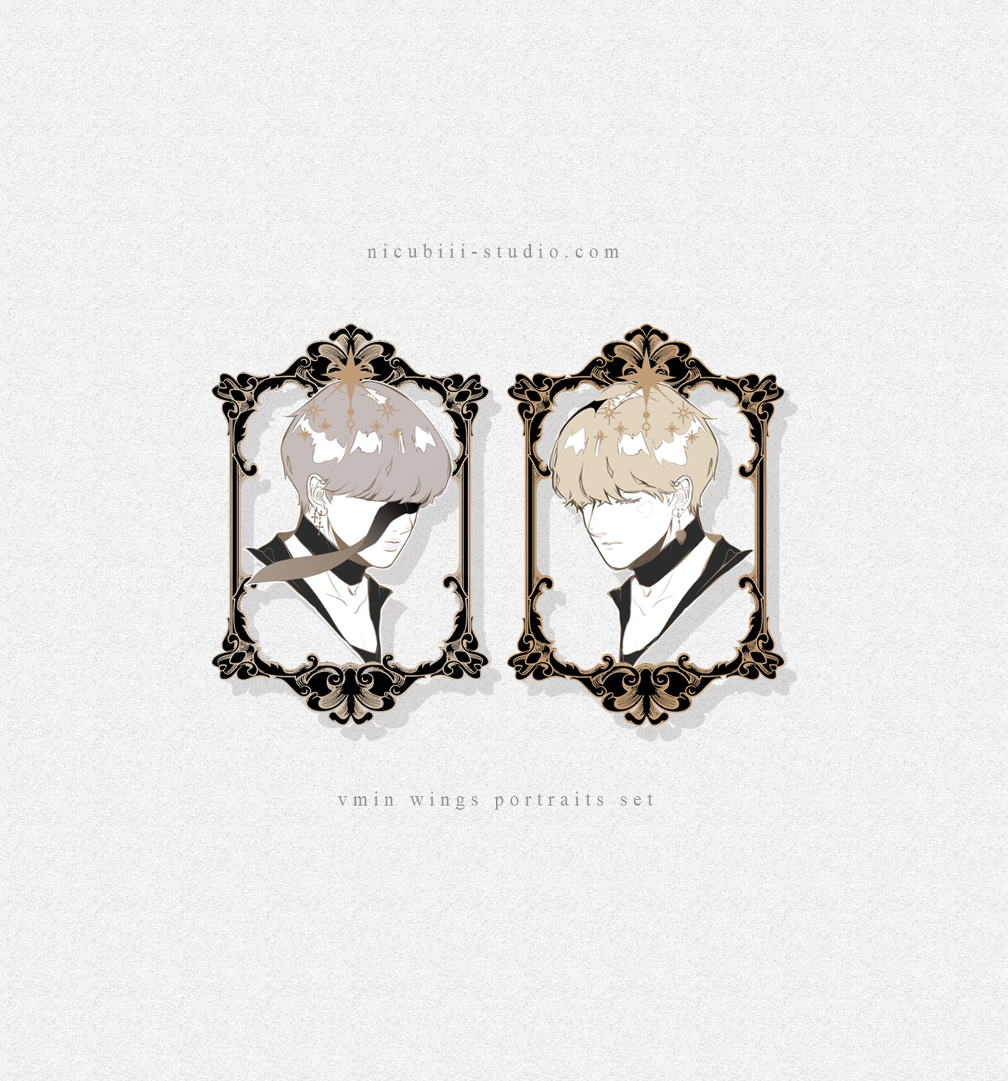 [GOLD] V & Jimin Celestial Wings & Portrait Enamel Pins