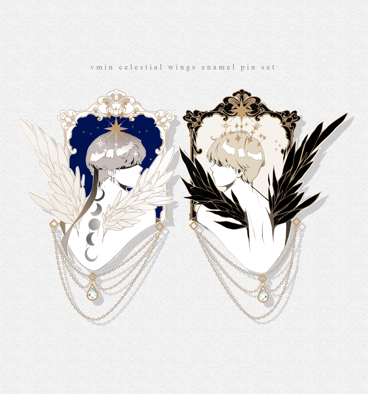 [GOLD] V & Jimin Celestial Wings & Portrait Enamel Pins